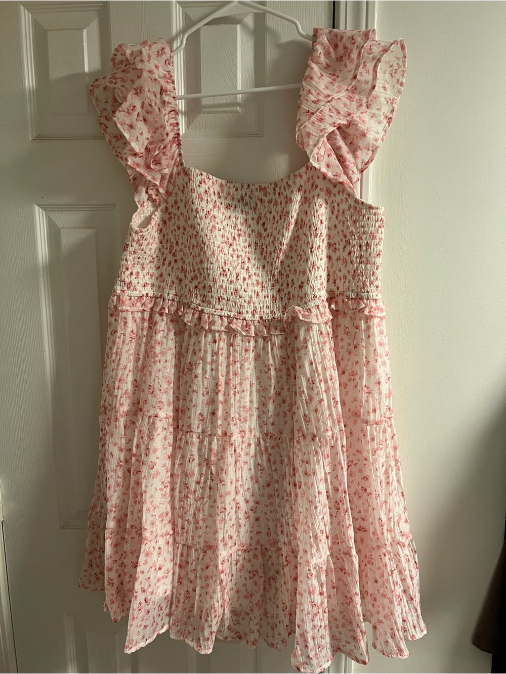 ARULA Pink Floral Ruffle Tiered Dress